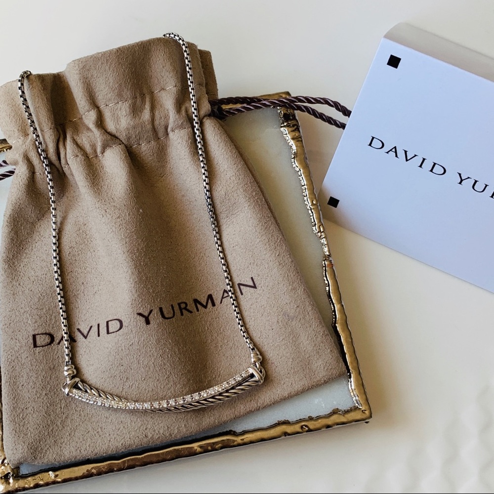 David Yurman Crossover Bar Pendant Diamonds 16-17